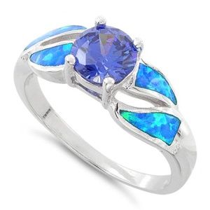 Sterling Silver Tanzanite Australian NEW Opal Ring